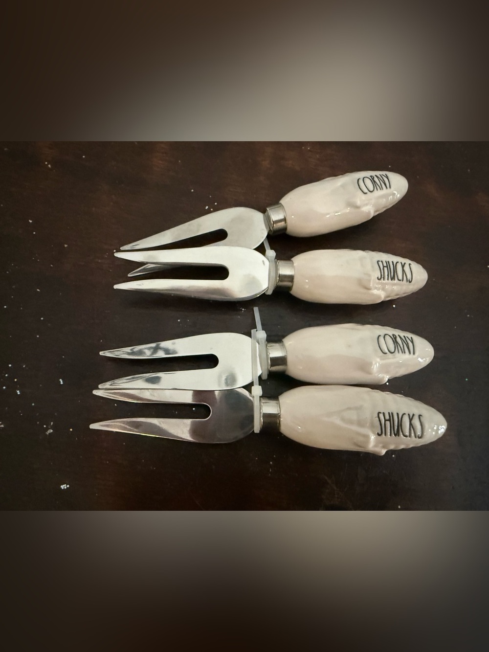 Rae Dunn White Ceramic Corn On The Cob Server Set - Picture 3 of 4